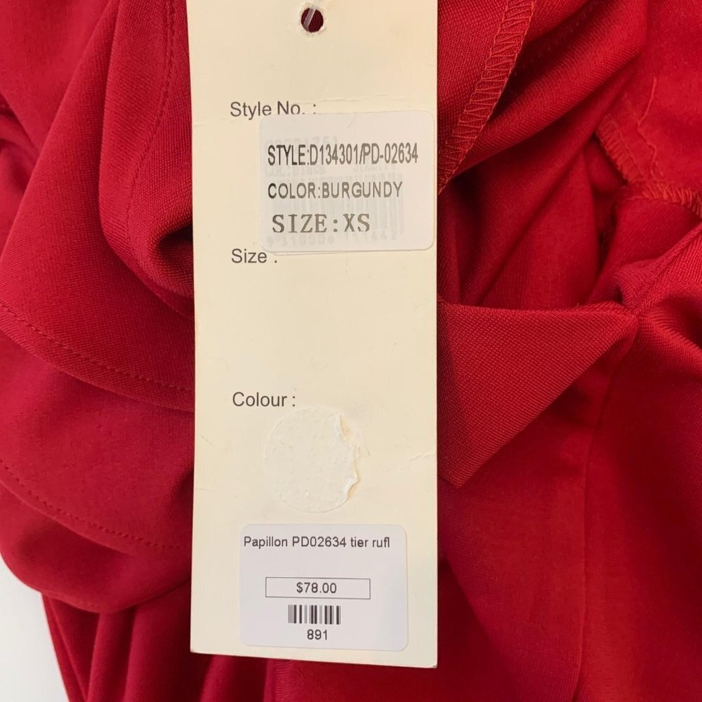 Papillon NWT Sz XS dress tier ruffle pullover long - Picture 3 of 7
